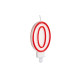 BIRTHDAY CANDLE NUM 0 WHITE RED EDGE
