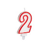 BIRTHDAY CANDLE NUM 2 WHITE RED EDGE