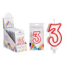 BOUGIE ANNIVERSAIRE NUM 3 BLANC BORD ROU