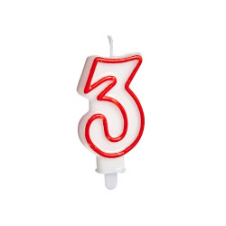 BOUGIE ANNIVERSAIRE NUM 3 BLANC BORD ROU