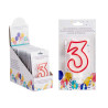 BOUGIE ANNIVERSAIRE NUM 3 BLANC BORD ROU