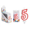 BOUGIE ANNIVERSAIRE NUM 5 BLANC BORD ROU