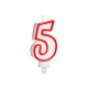 BOUGIE ANNIVERSAIRE NUM 5 BLANC BORD ROU
