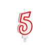BOUGIE ANNIVERSAIRE NUM 5 BLANC BORD ROU