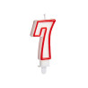 VELA CUMPLEAÑOS NUM 7 BLANCA BORDE ROJO