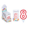 BOUGIE ANNIVERSAIRE NUM 8 BLANC BORD ROU