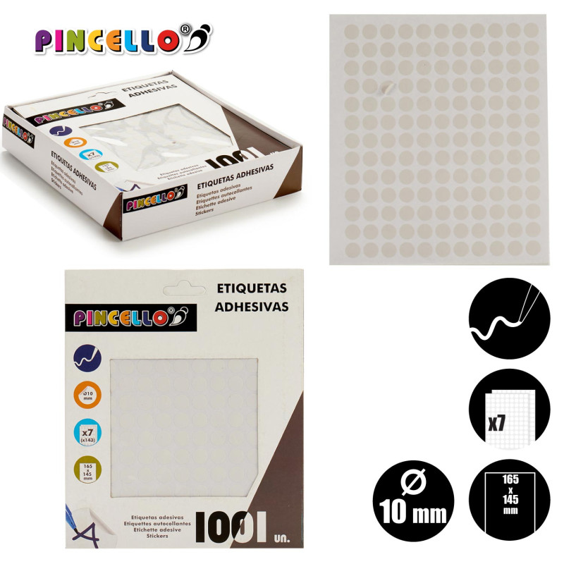 ETIQUETTES ADHESIVES DIAM 10MM 7 PAGES