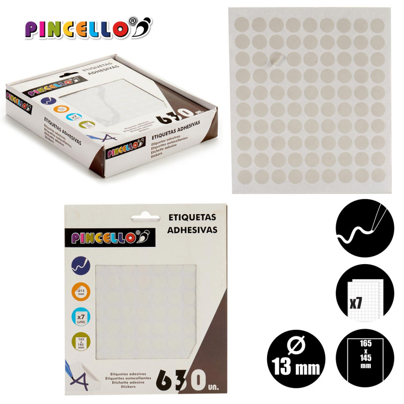 ETIQUETAS ADHESIVAS DIAM 13MM 7 PAGINAS