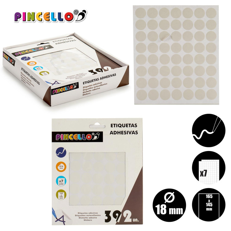 ETIQUETAS ADHESIVAS DIAM 18MM 7 PAG