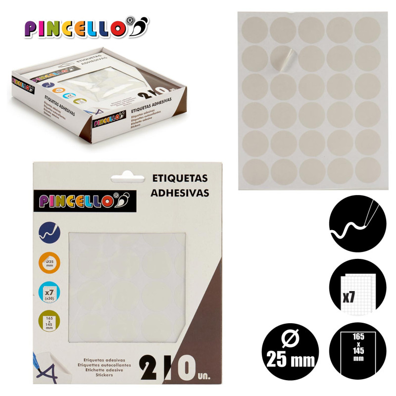 ETIQUETTES ADHESIVES DIAM 25MM 7 PAGES