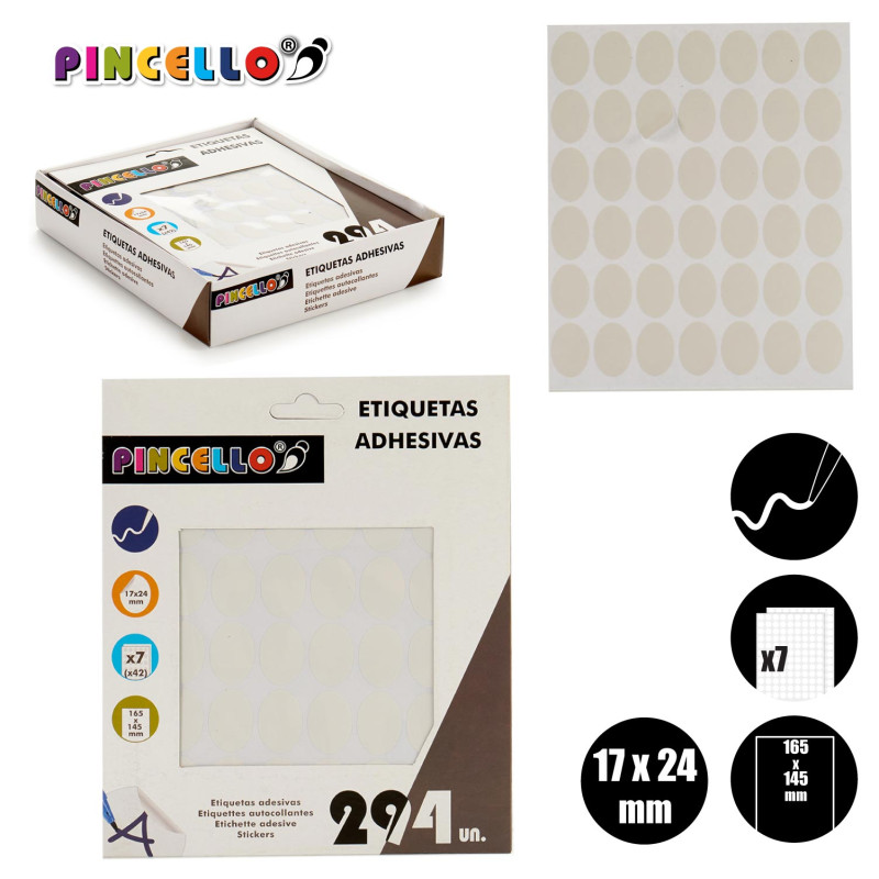 ADHESIVE LABELS 17X24MM OVAL 7 PAGES