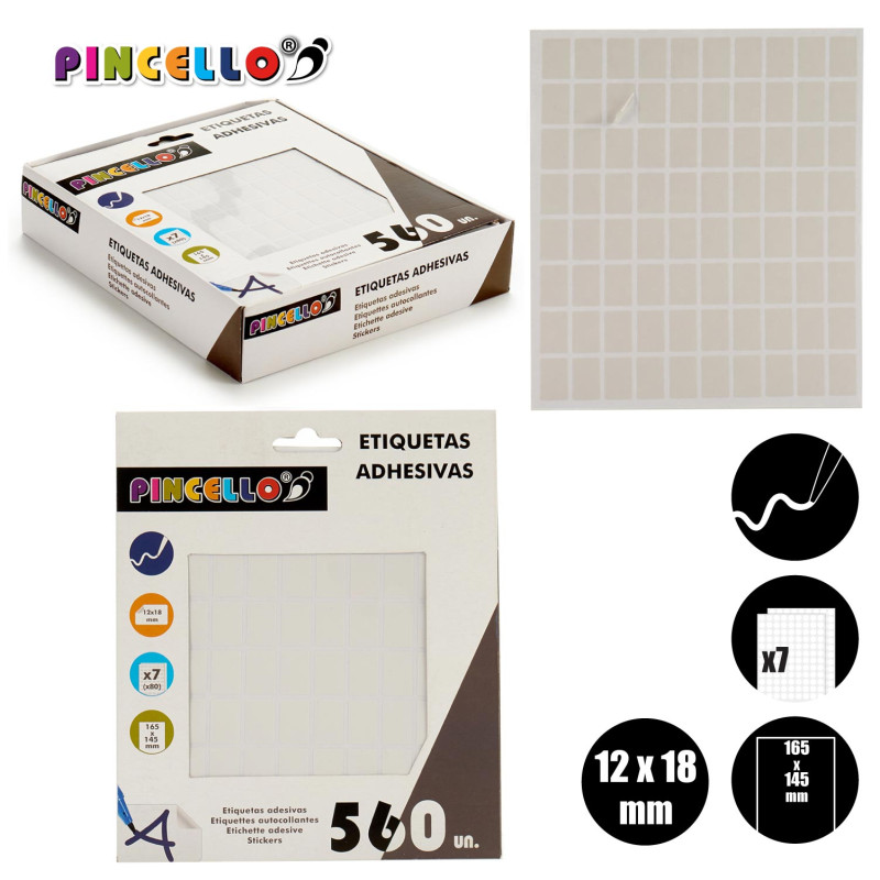 ETIQUETTES ADHESIVES 12X18MM RECTANG 7PA