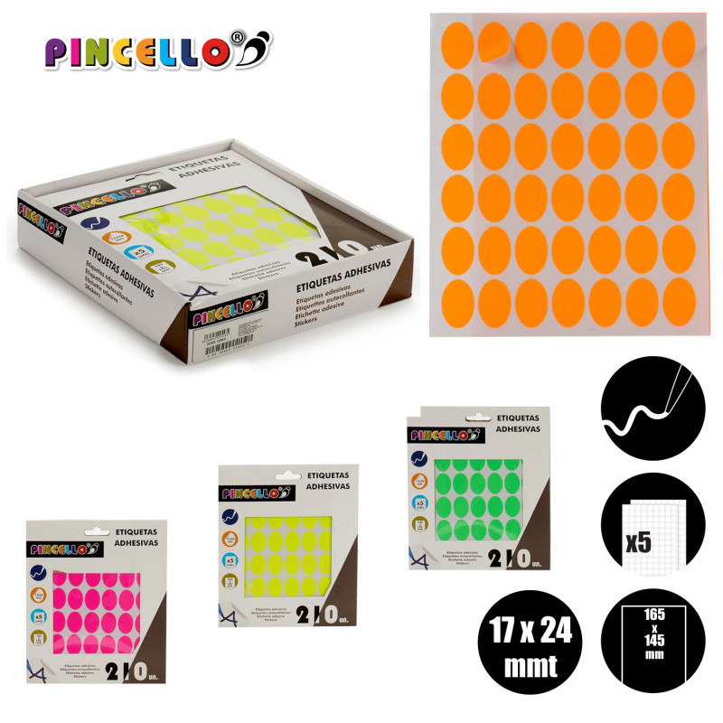 ADHESIVE LABELS 17X24MM OVAL M4 5 PAGES