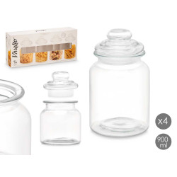SET 4 BARATTOLO TAPPO VETRO 900ML