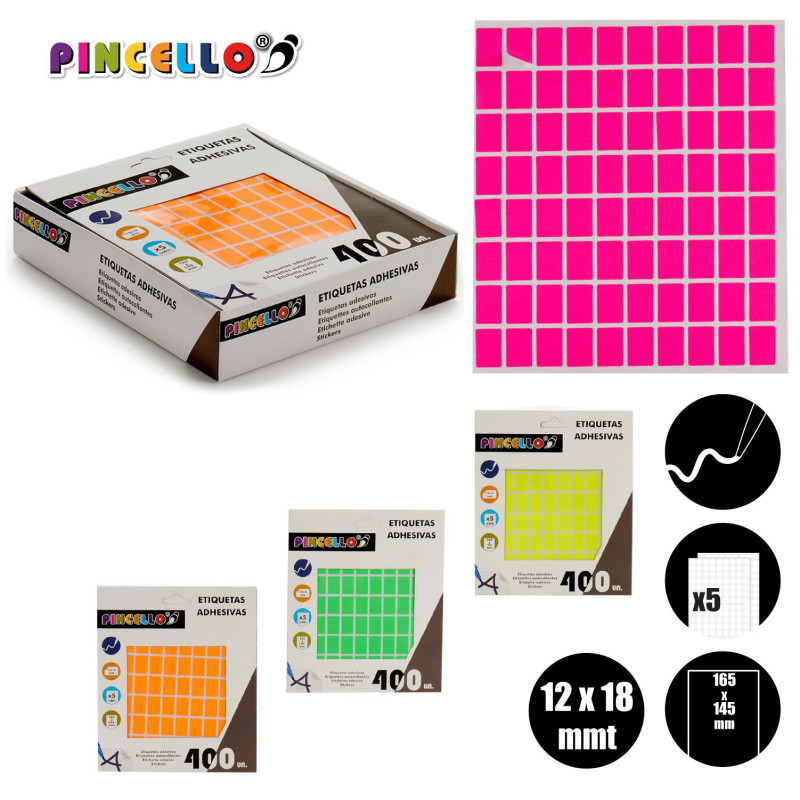 ADHESIVE LABELS 12X18MM RECT M4 5 PAGES