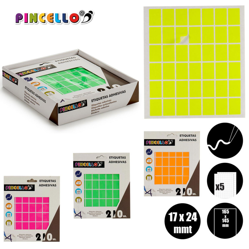 ADHESIVE LABELS 17X24MM RECT M4 5 PAGES