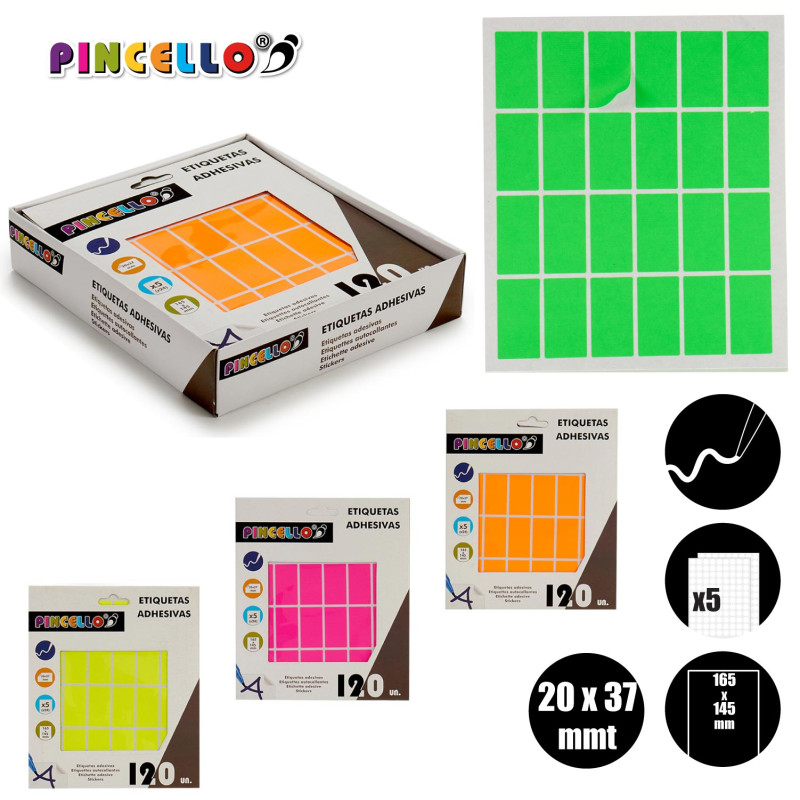 ETICHETTE ADESIVE 20X37MM RETT A4 5PAG