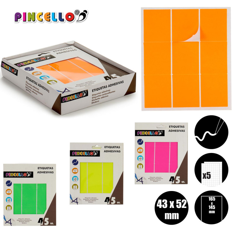 ETICHETTE ADESIVE 43X52MM RETT A4 5PAG