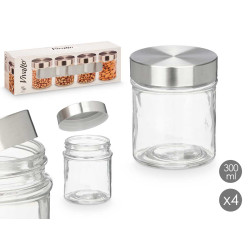 SET 4 BARATTOLO ROTONDO TAPPO ACCIAIO 300ML