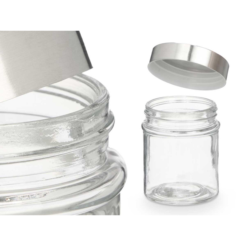 SET 4 BARATTOLO ROTONDO TAPPO ACCIAIO 300ML