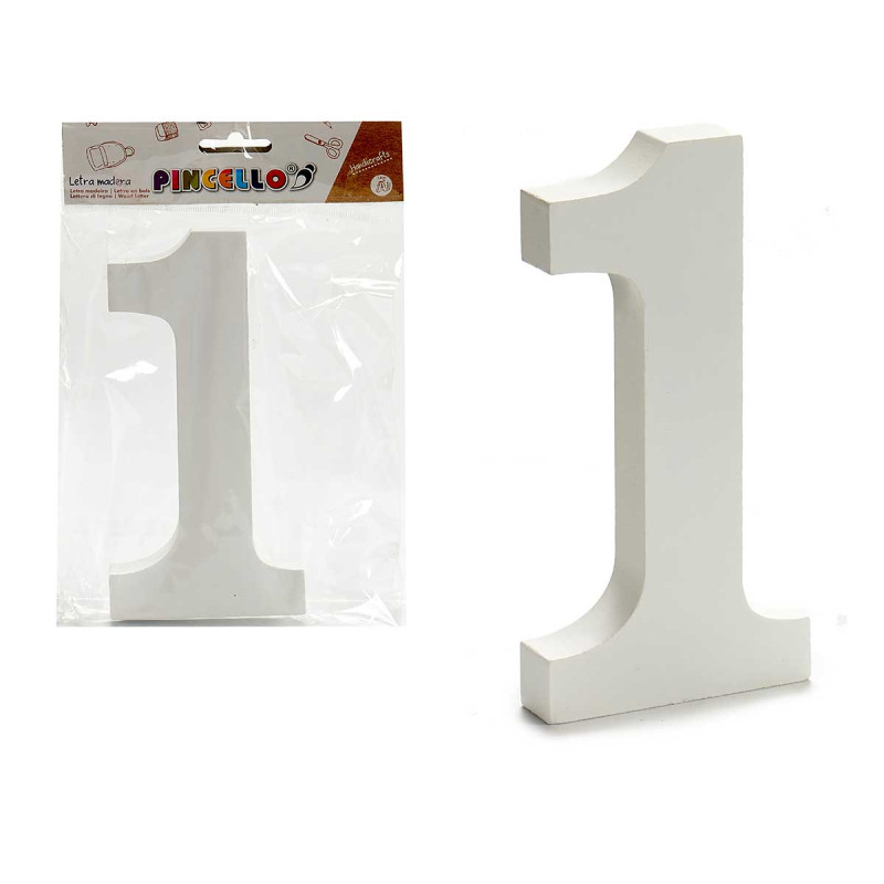 NUMERO 1 MADERA BLANCO 1,8X15CM