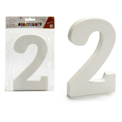 NUMERO 2 MADERA BLANCO 1,8X15CM