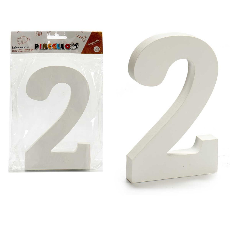 NUMERO 2 MADERA BLANCO 1,8X15CM
