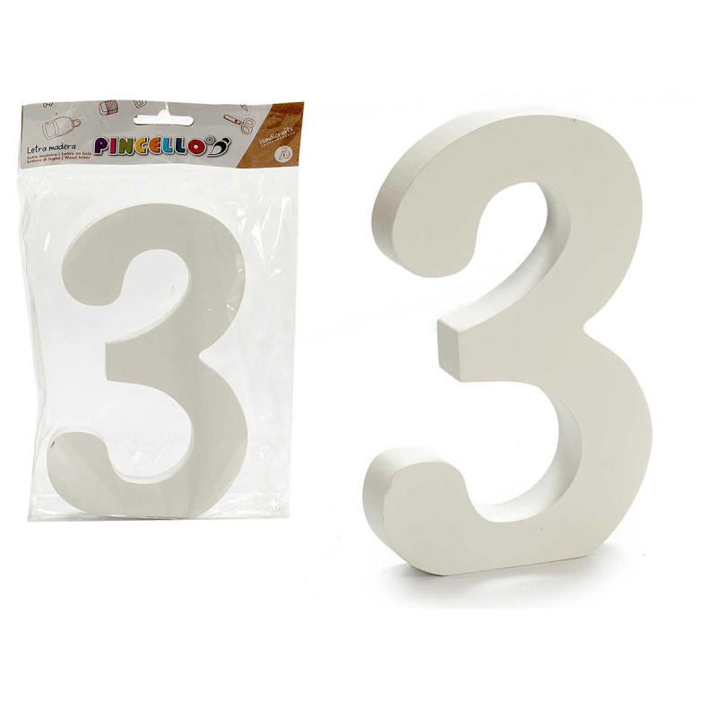 NUMERO 3 MADERA BLANCO 1,8X15CM