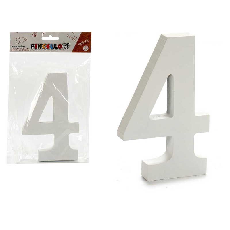 NUMERO 4 MADERA BLANCO 1,8X15CM