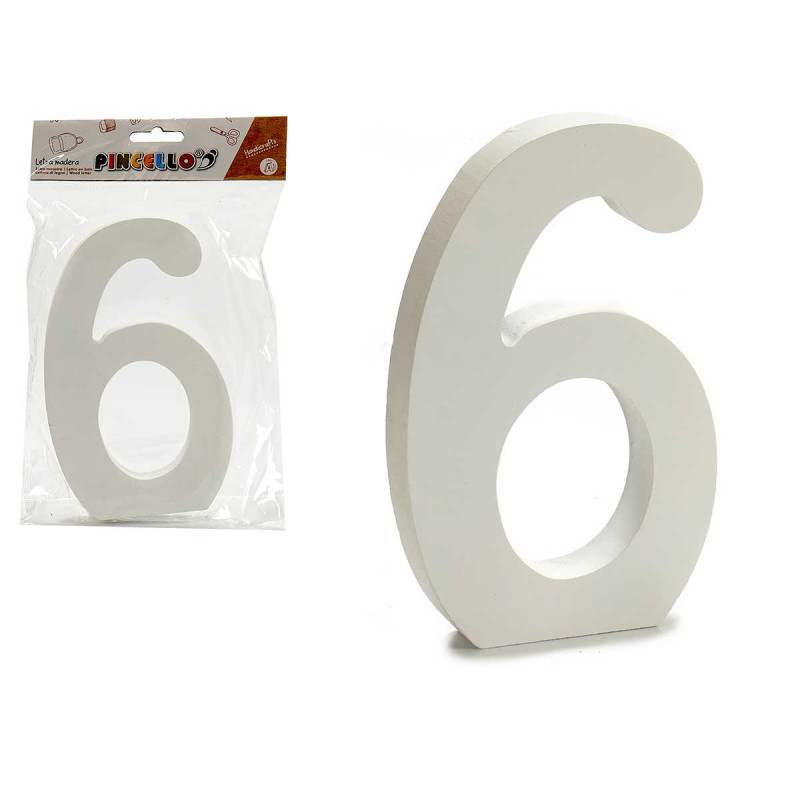 NUMERO 6 MADERA BLANCO 1,8X15CM
