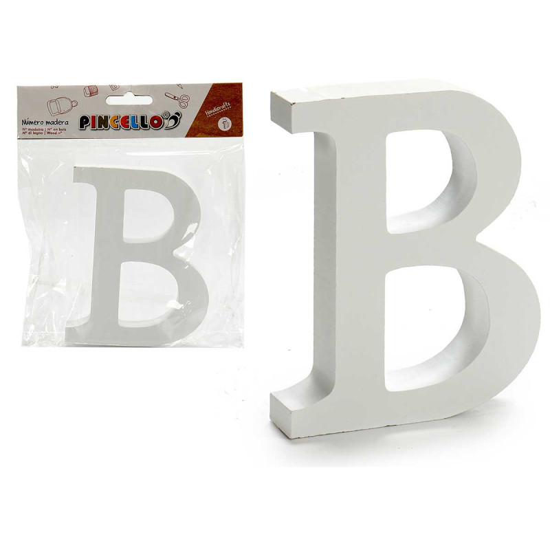 LETTERA B LEGNO BIANCO 2X11CM