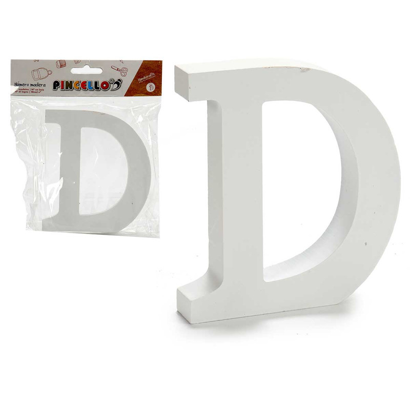 WOODEN LETTER D WHITE COLOR 2X11CM