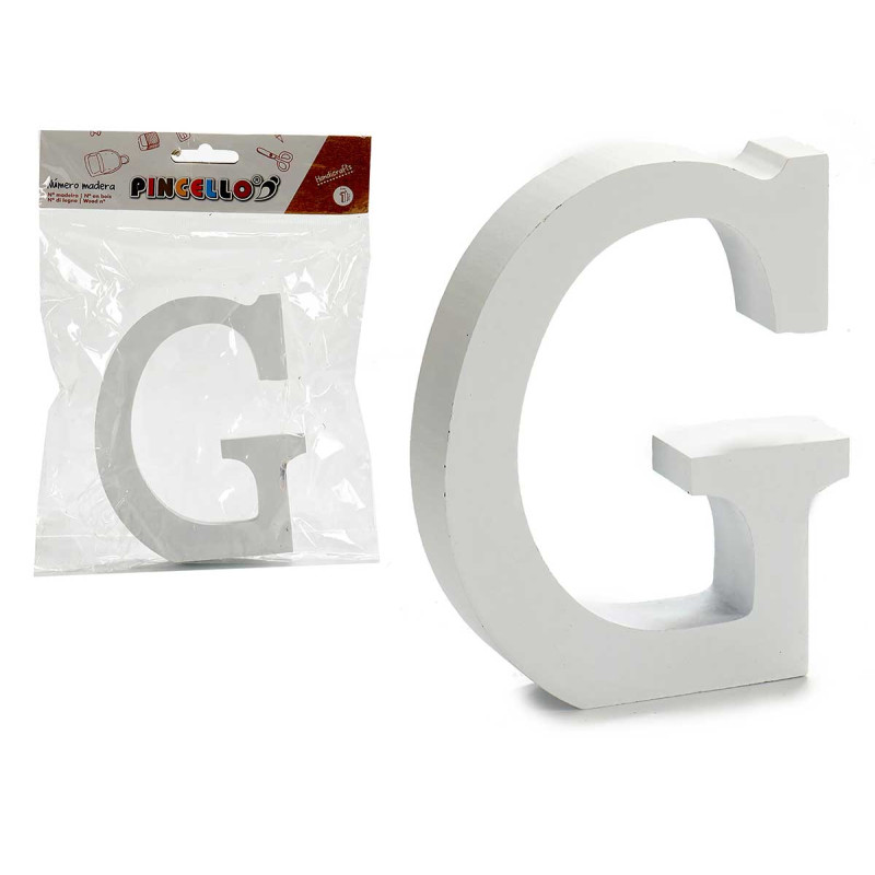 LETTERA G LEGNO BIANCO 2X11CM