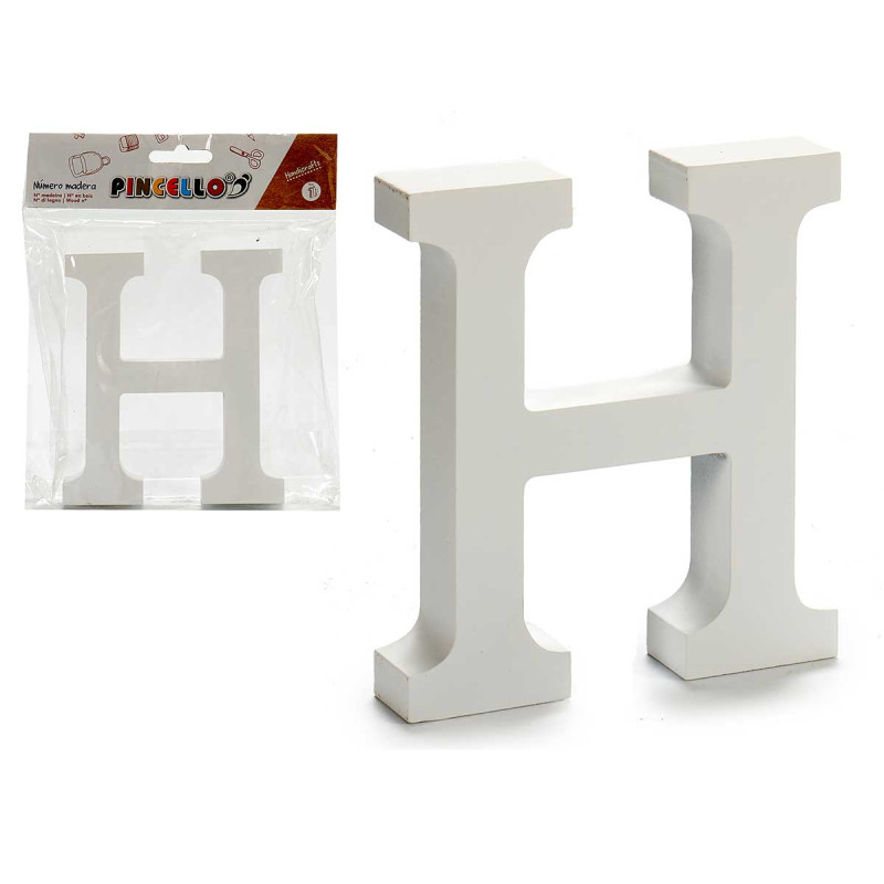WOODEN LETTER H WHITE COLOR 2X11CM