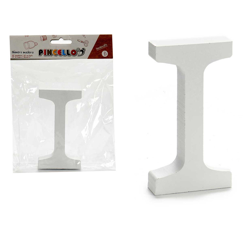 LETTERA I LEGNO BIANCO 2X11CM