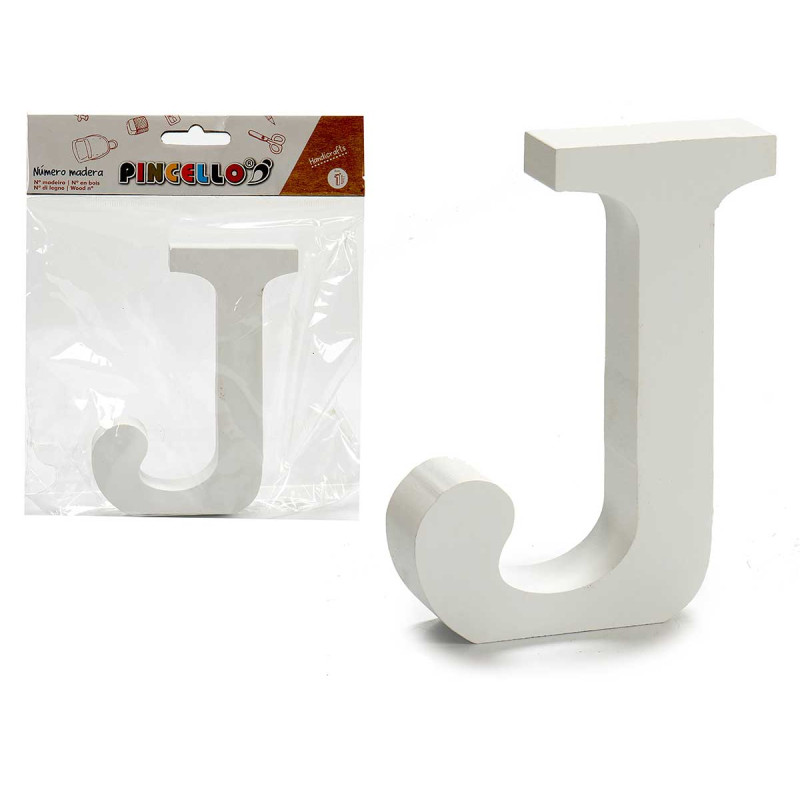 LETRA J MADERA BLANCA 2X11CM