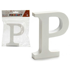 LETRA P MADERA BLANCA 2X11CM