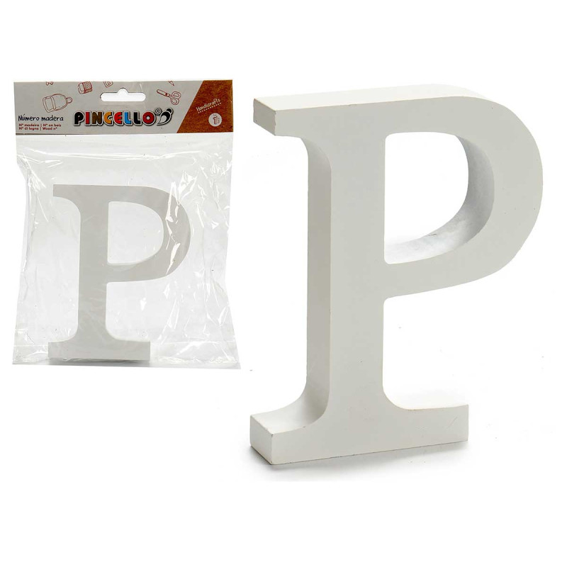 LETTERA P LEGNO BIANCO 2X11CM