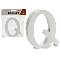 LETTERA Q LEGNO BIANCO 2X11CM