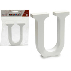 LETTERA U LEGNO BIANCO 2X11CM