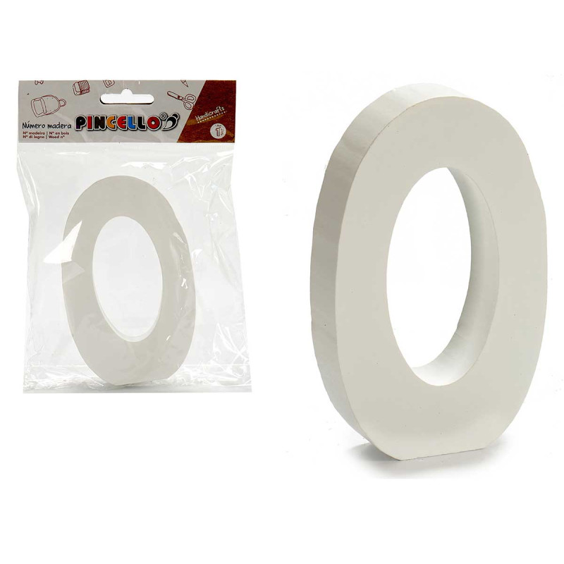 WOODEN NUMBER 0 WHITE COLOR 2X11CM