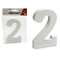 NUMERO 2 MADERA BLANCO 2X11CM