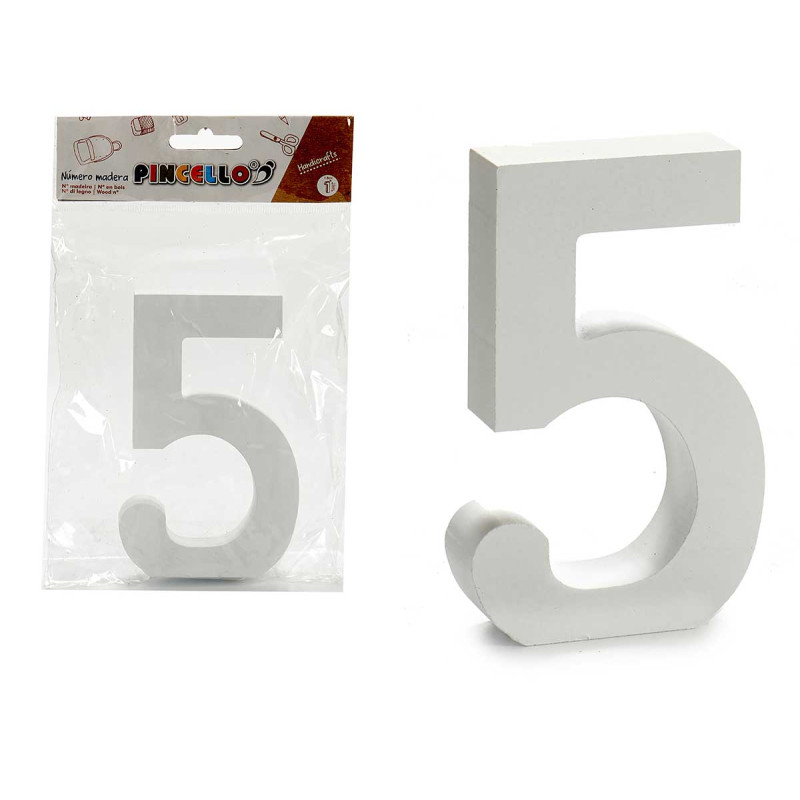 NUMERO 5 MADERA BLANCO 2X11CM