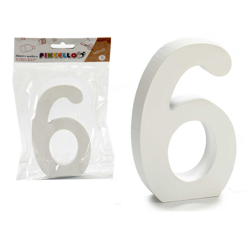 WOODEN NUMBER 6 WHITE COLOR 2X11CM