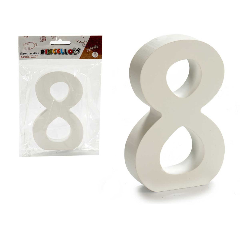 WOODEN NUMBER 8 WHITE COLOR 2X11CM