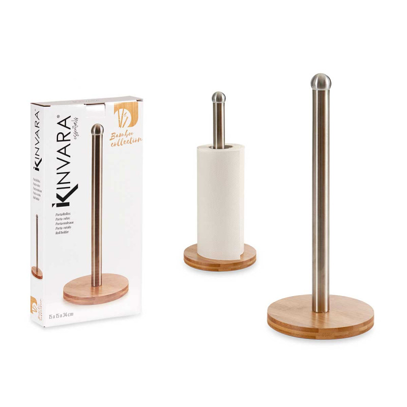STEEL AND BAMBOO ROLL HOLDER ORBED SMALL