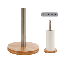 STEEL AND BAMBOO ROLL HOLDER ORBED SMALL