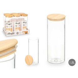BARATTOLO ROTONDO BOROSILICATO TAPPO BAMBU 1,8L