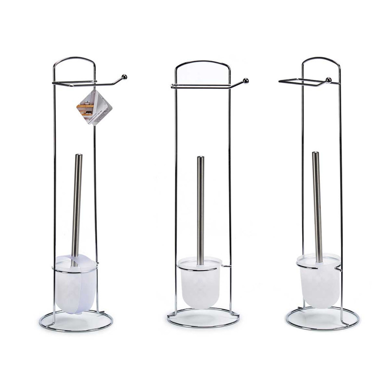 ESCOBILLERO PORTARROLLO PQ METAL PLATA