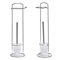 ESCOBILLERO PORTARROLLO PQ METAL PLATA